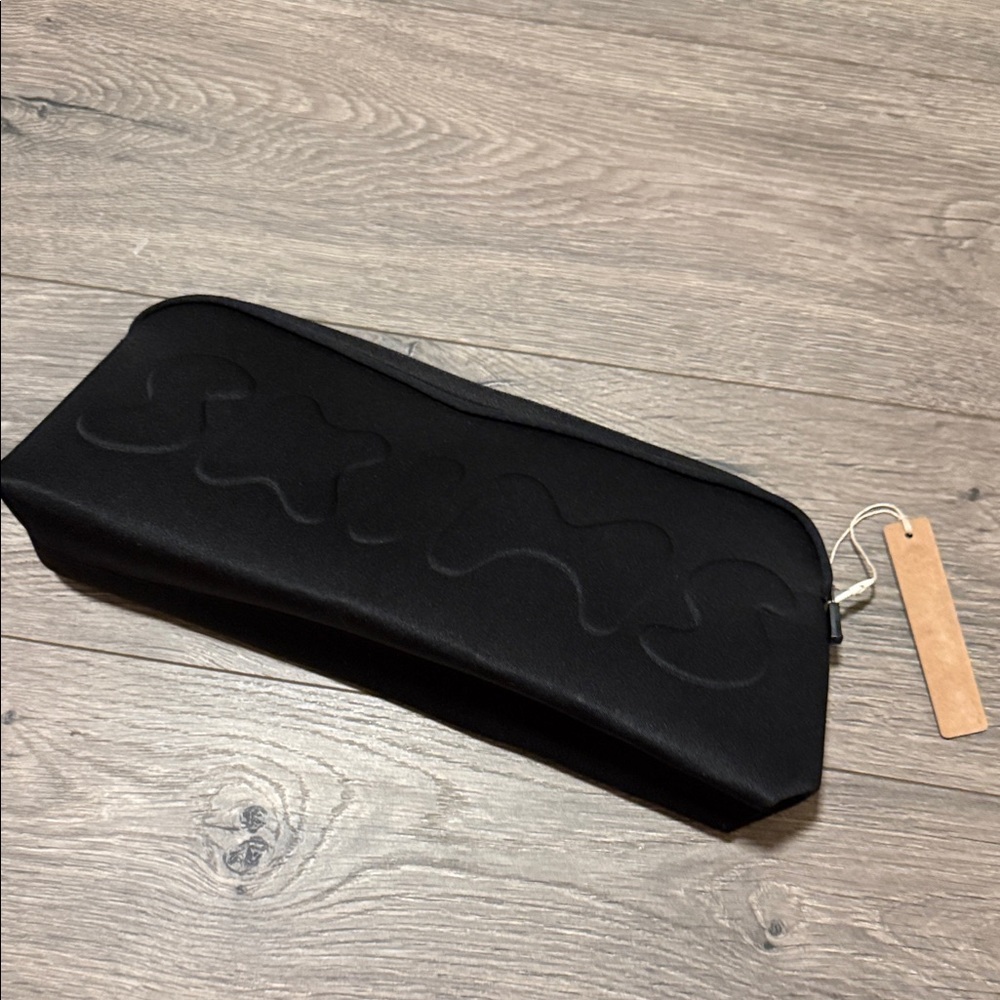 Skims neoprene Black Embossed Zip Cosmetic or Travel Pouch